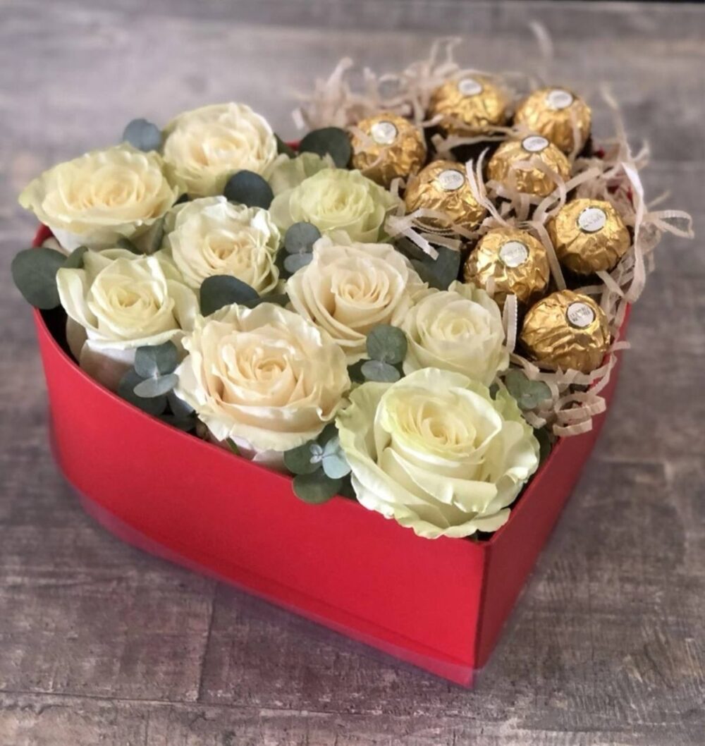 Heart shaped Chocolate and flower box