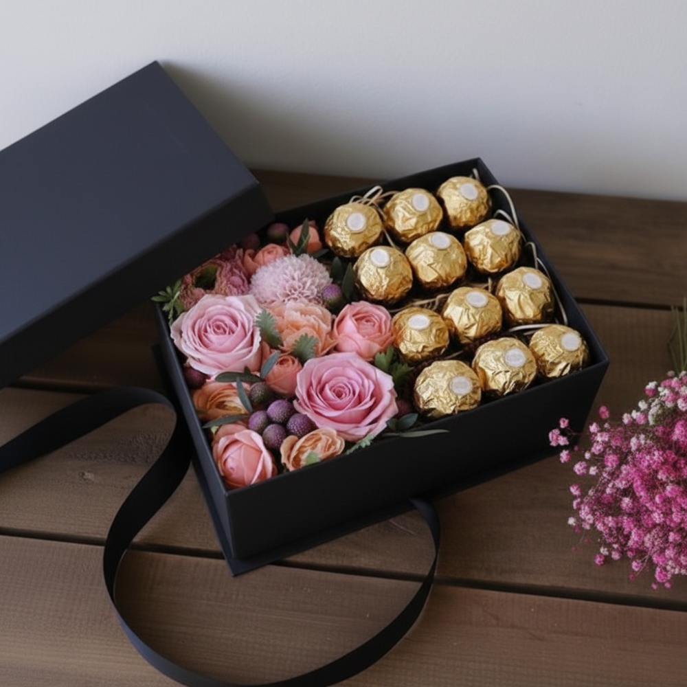 Chocolate and flowers box
