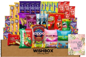 A beautifully packaged gourmet snack box from wishboxgifts.in, the perfect way to send gifts online in India.